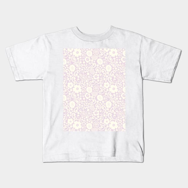 swedish kurbits Scandinavian folkart dala horse traditional vintage rosemaling pastel purple lilac Kids T-Shirt by blomastudios